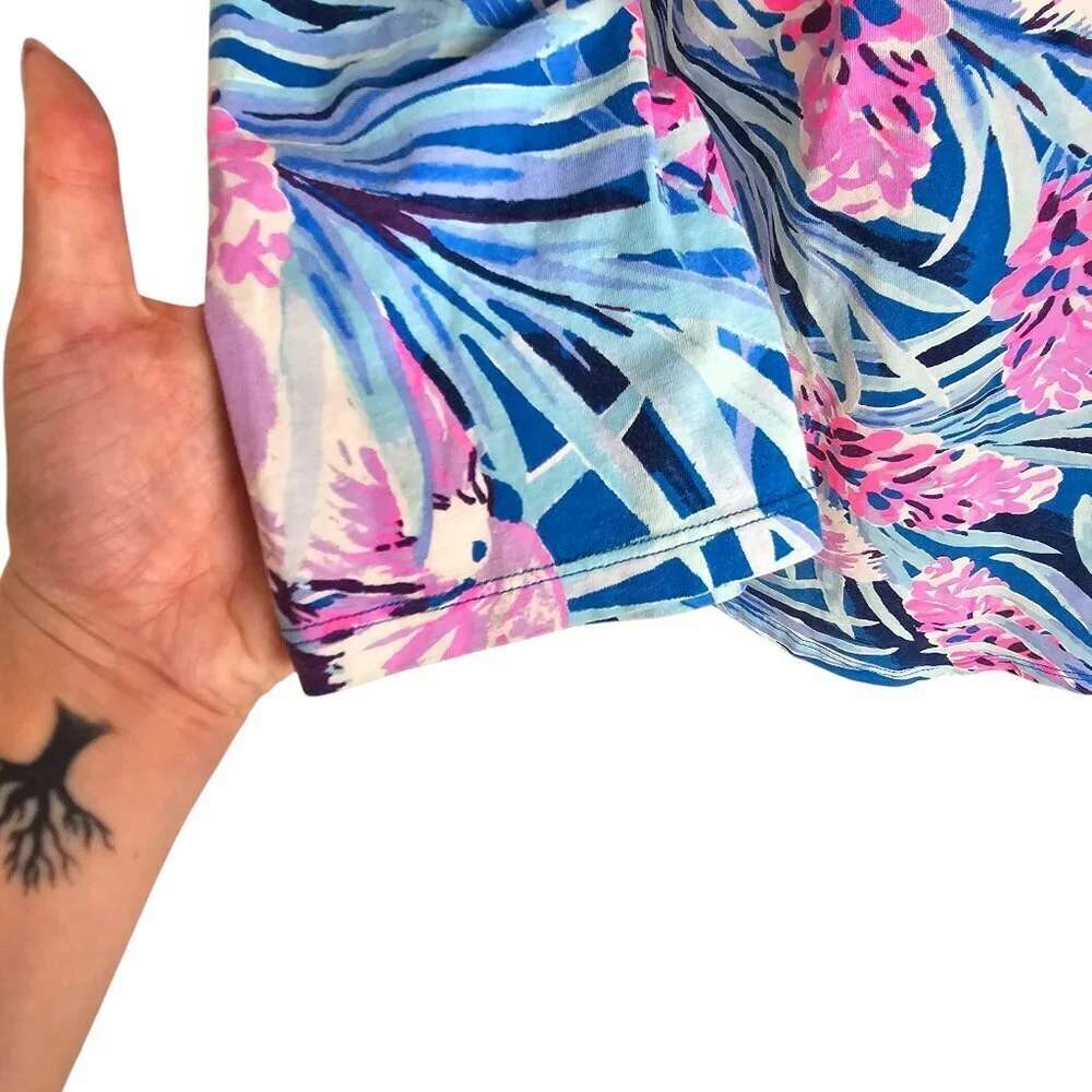 Lily Pulitzer Waverly Top Pink Blue Floral 3/4 Sleeve Sz M - Picture 3 of 7